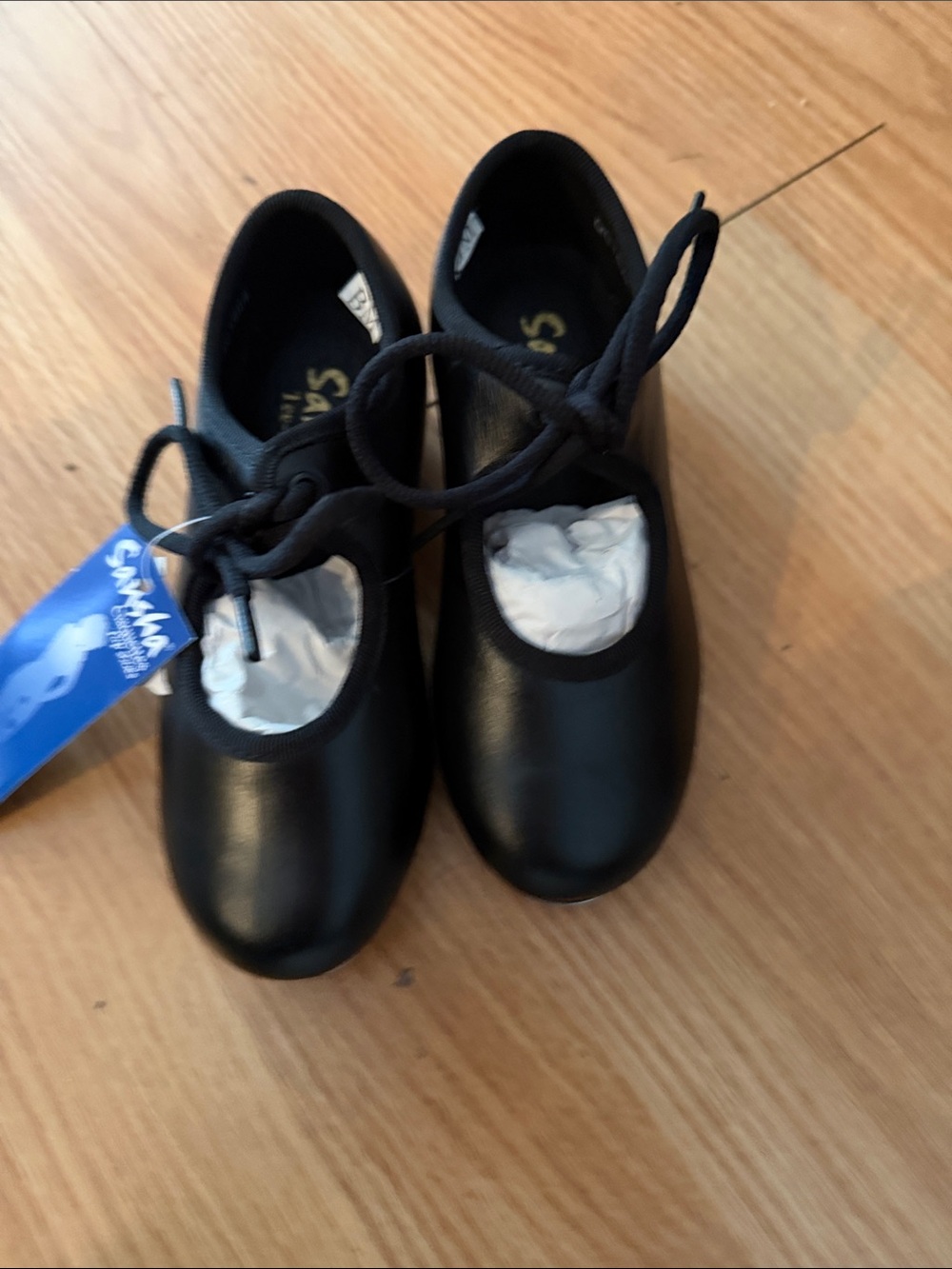 Children's Black Lace-Up Tap Shoes